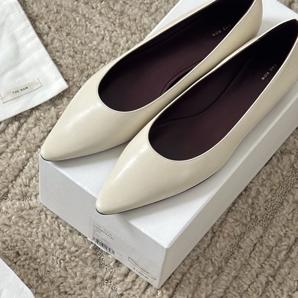 The Row Cream Pointed Flats